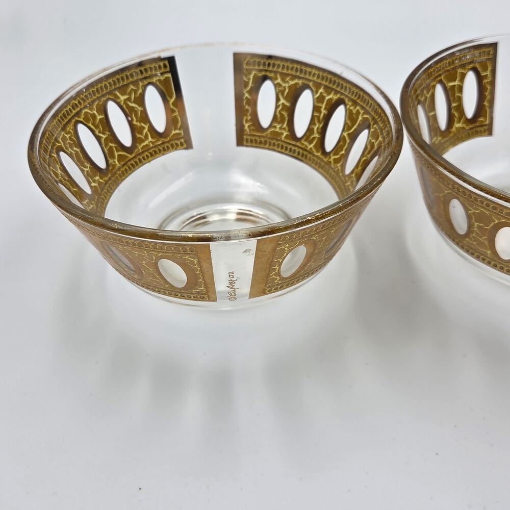 Vintage‎ Culver Glass Bowls 22k Gold Trim Antigua Set of 2 - Picture 3 of 7
